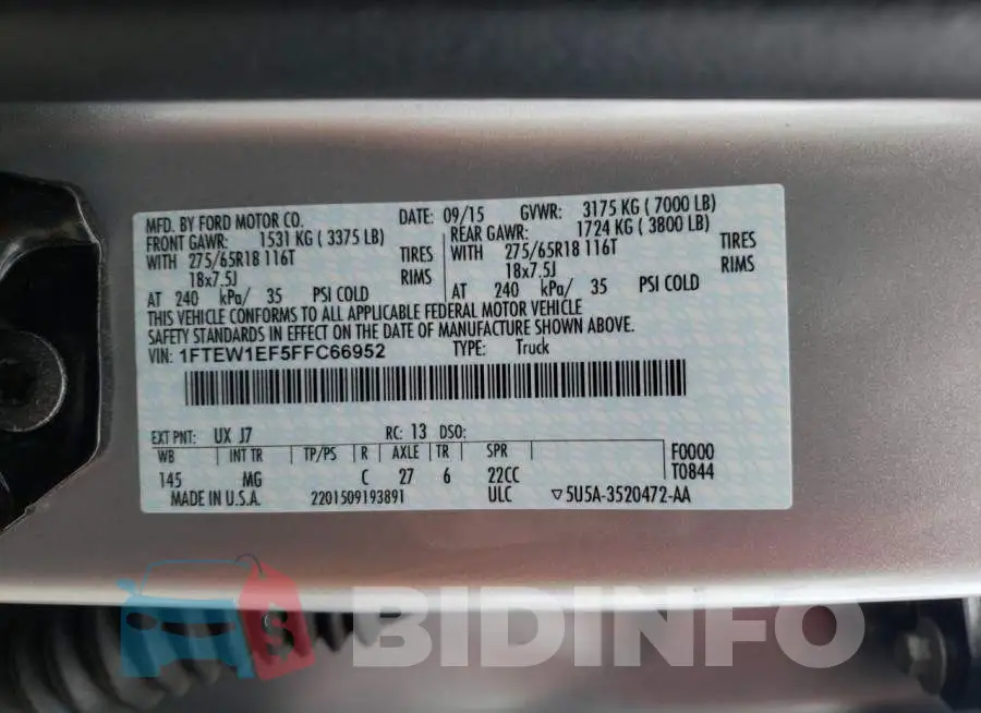 1FTEW1EF5FFC66952 Photo# 13