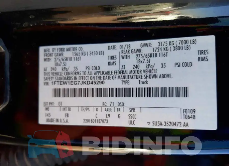 1FTEW1EG7JKD45290 Photo# 12