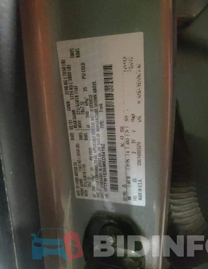 1FTFW1E86MKD54192 Photo# 12