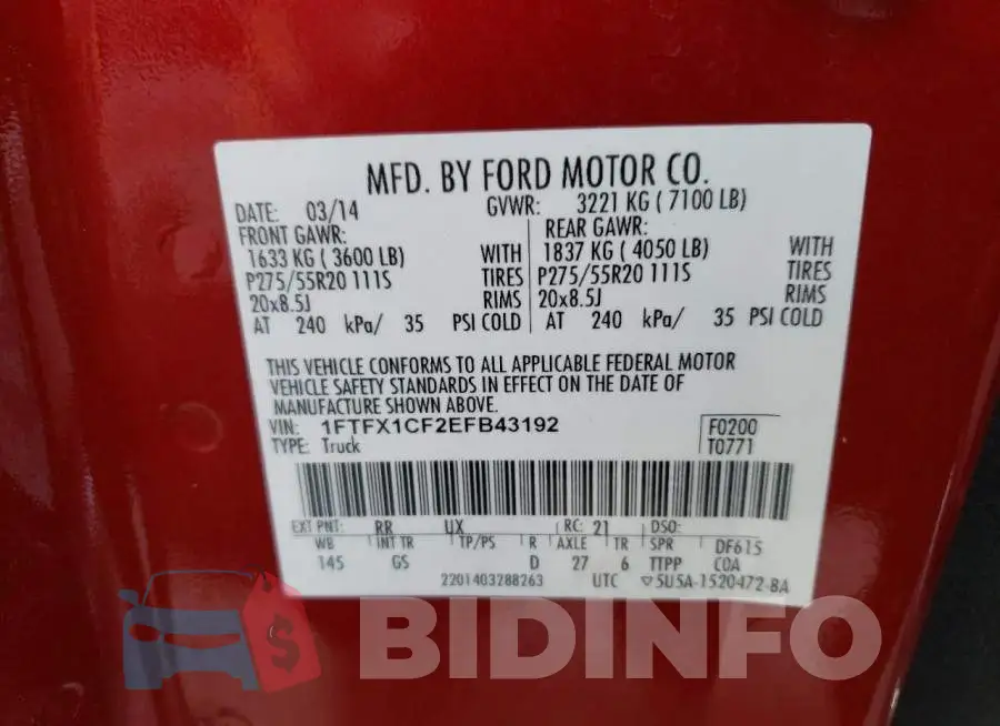 1FTFX1CF2EFB43192 Photo# 12