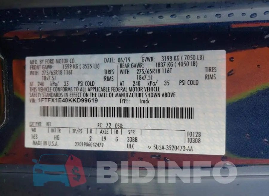 1FTFX1E40KKD99619 Photo# 12