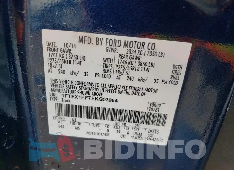 1FTFX1EF7EKG03984 Photo# 12