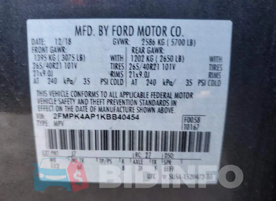 2FMPK4AP1KBB40454 Photo# 13