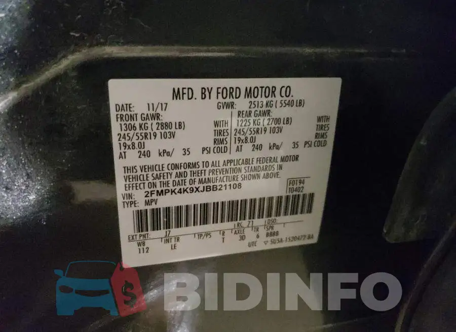 2FMPK4K9XJBB21108 Photo# 12