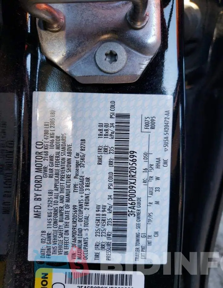 3FA6P0D9XJR205699 Photo# 12