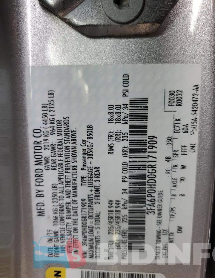 3FA6P0HD0GR171909 Photo# 12