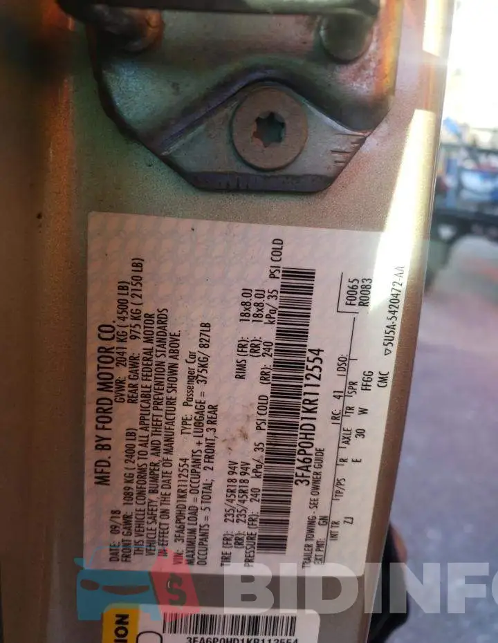 3FA6P0HD1KR112554 Photo# 12