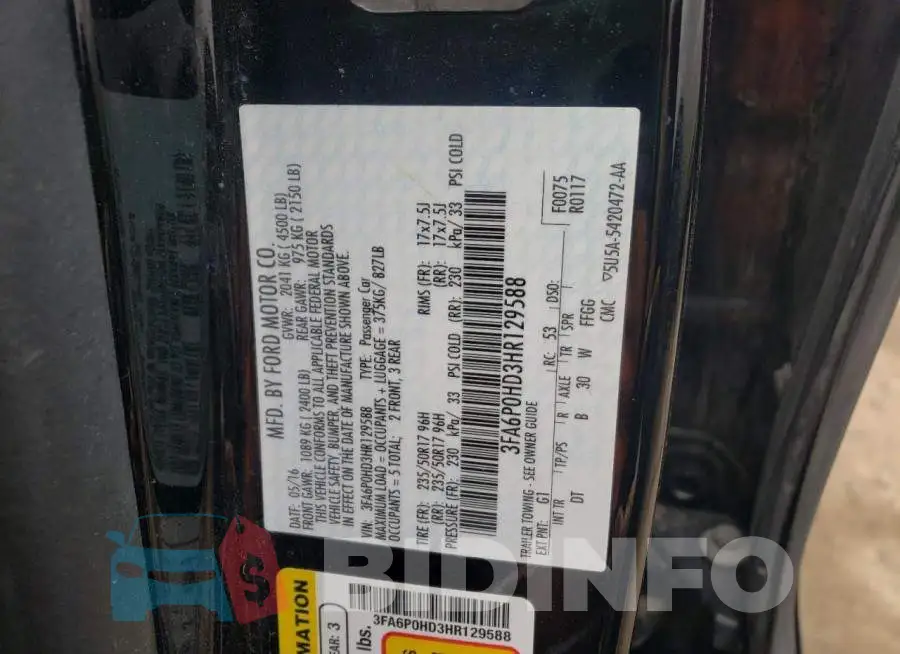 3FA6P0HD3HR129588 Photo# 12
