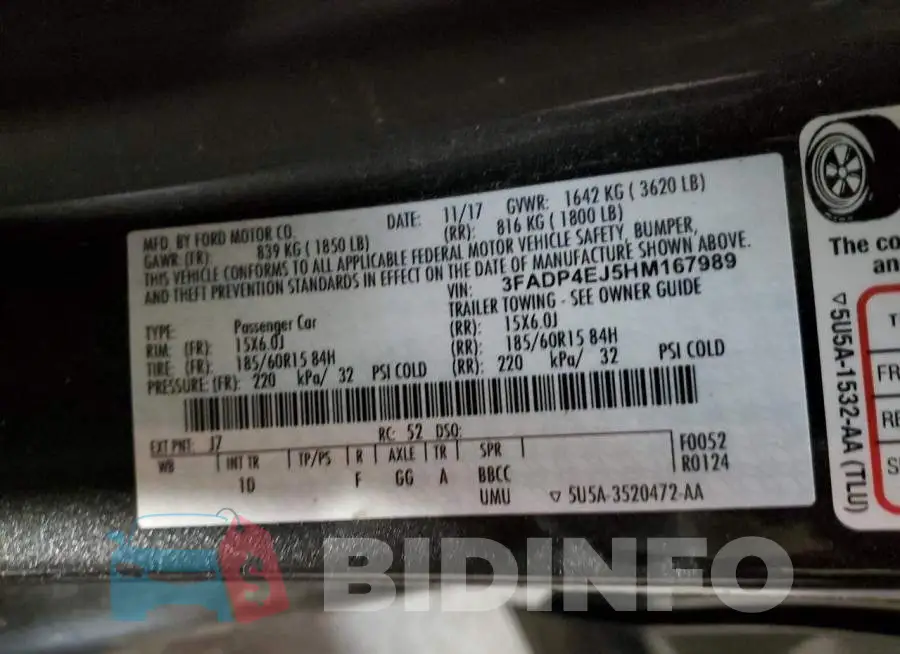 3FADP4EJ5HM167989 Photo# 13