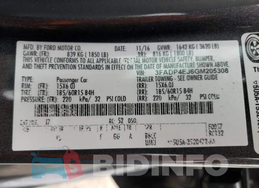 3FADP4EJ6GM205308 Photo# 12