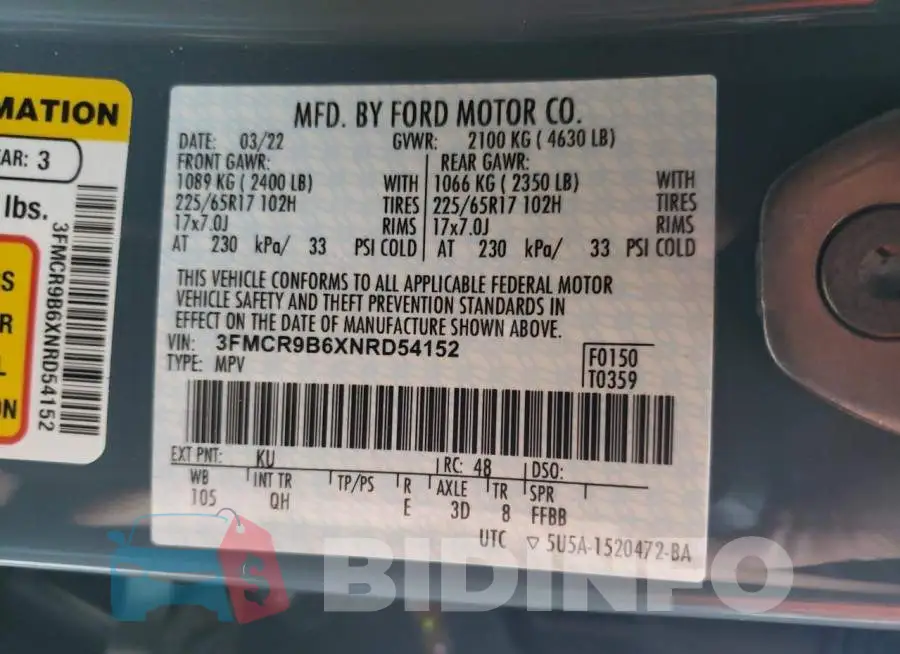3FMCR9B6XNRD54152 Photo# 10