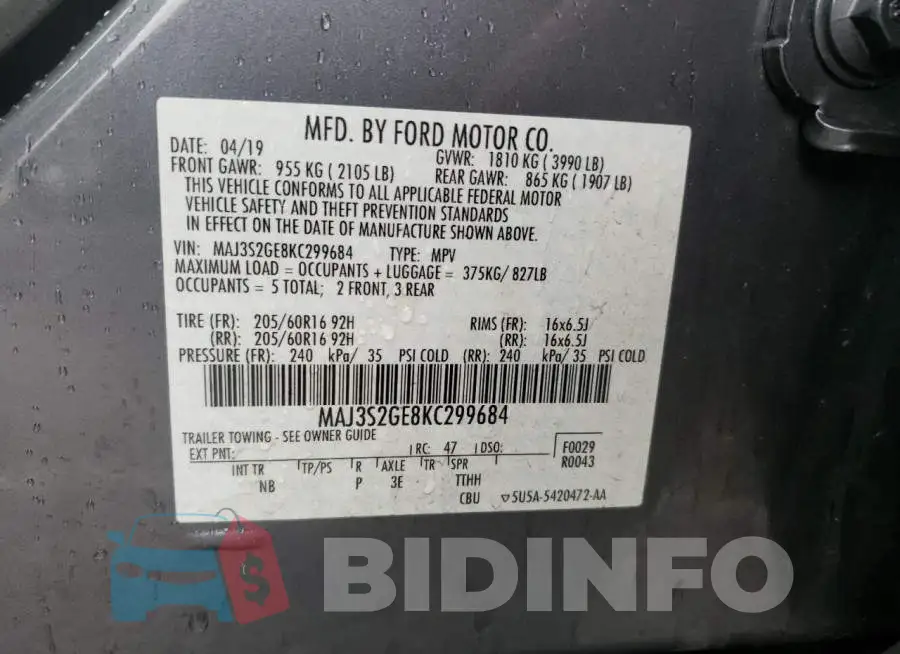 MAJ3S2GE8KC299684 Photo# 13