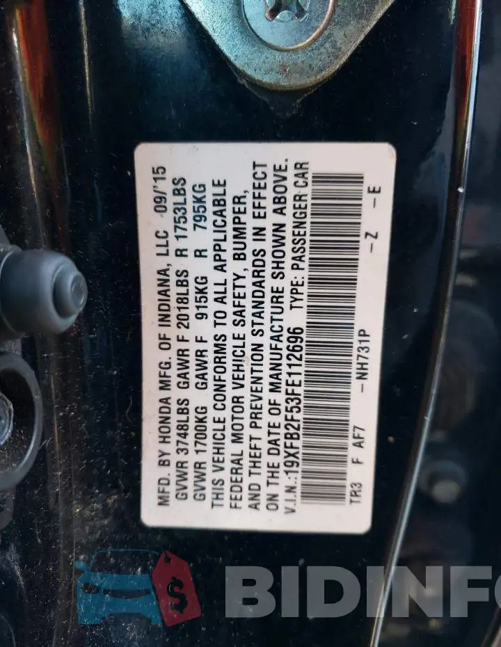 19XFB2F53FE112696 Photo# 13