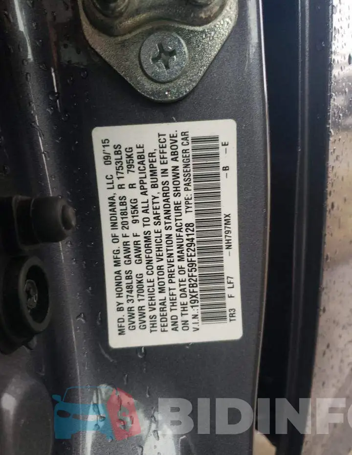 19XFB2F59FE294128 Photo# 12