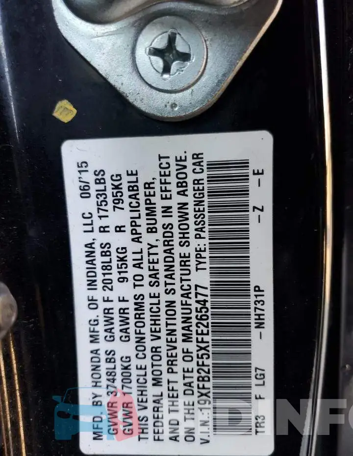 19XFB2F5XFE265477 Photo# 12
