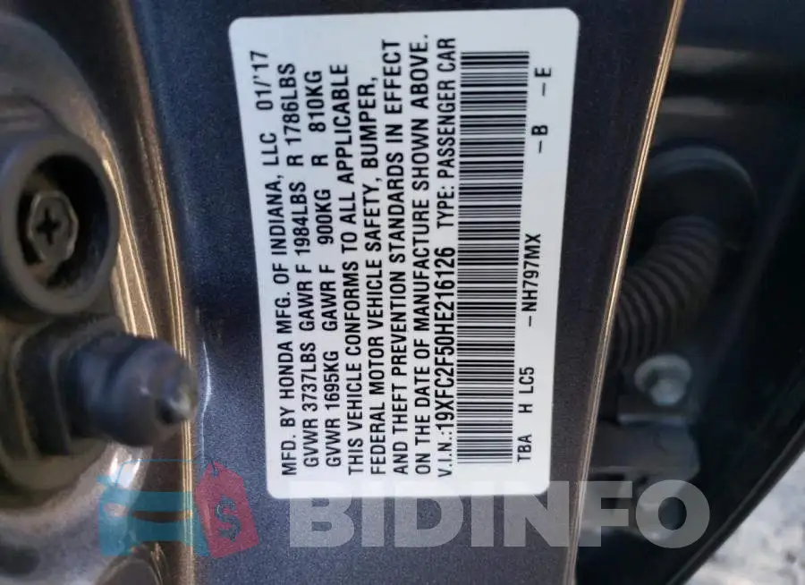 19XFC2F50HE216126 Photo# 12