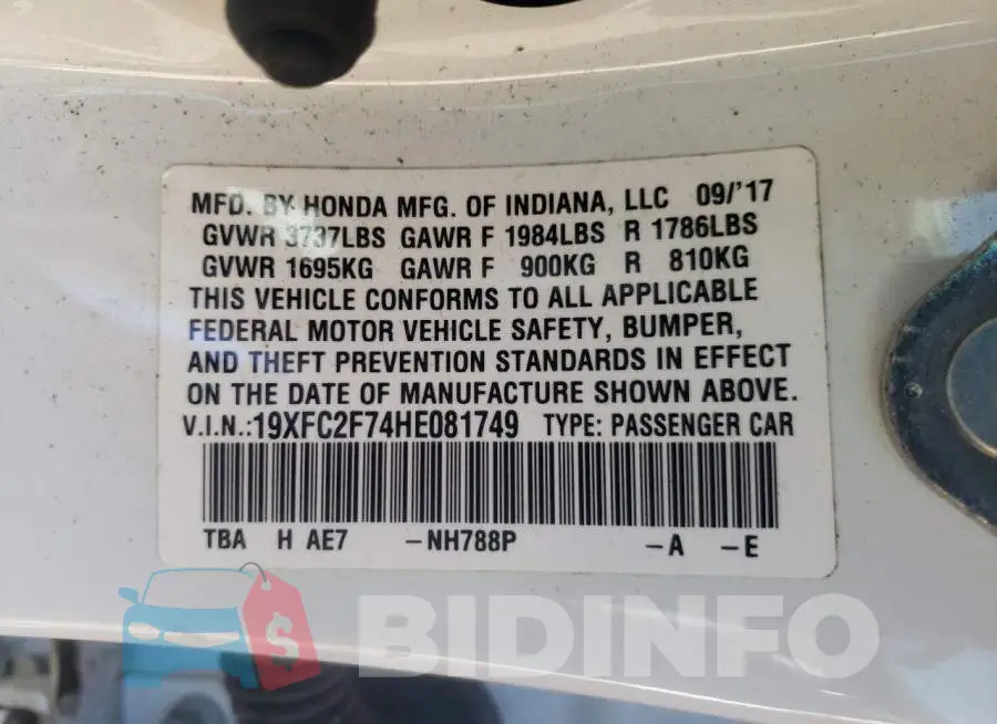 19XFC2F74HE081749 Photo# 12