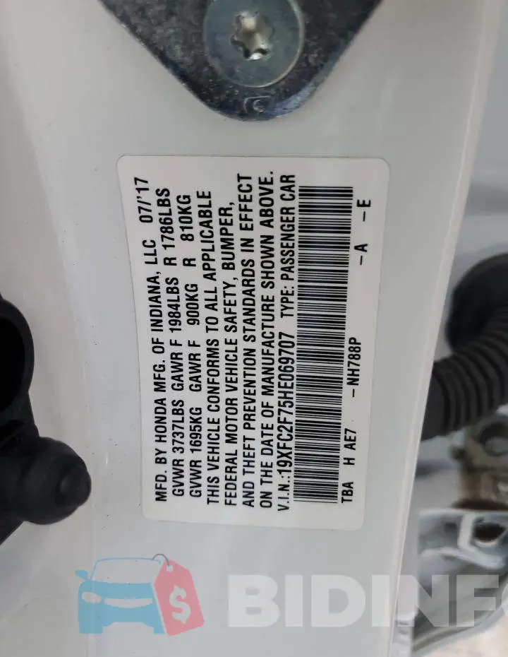 19XFC2F75HE069707 Photo# 12
