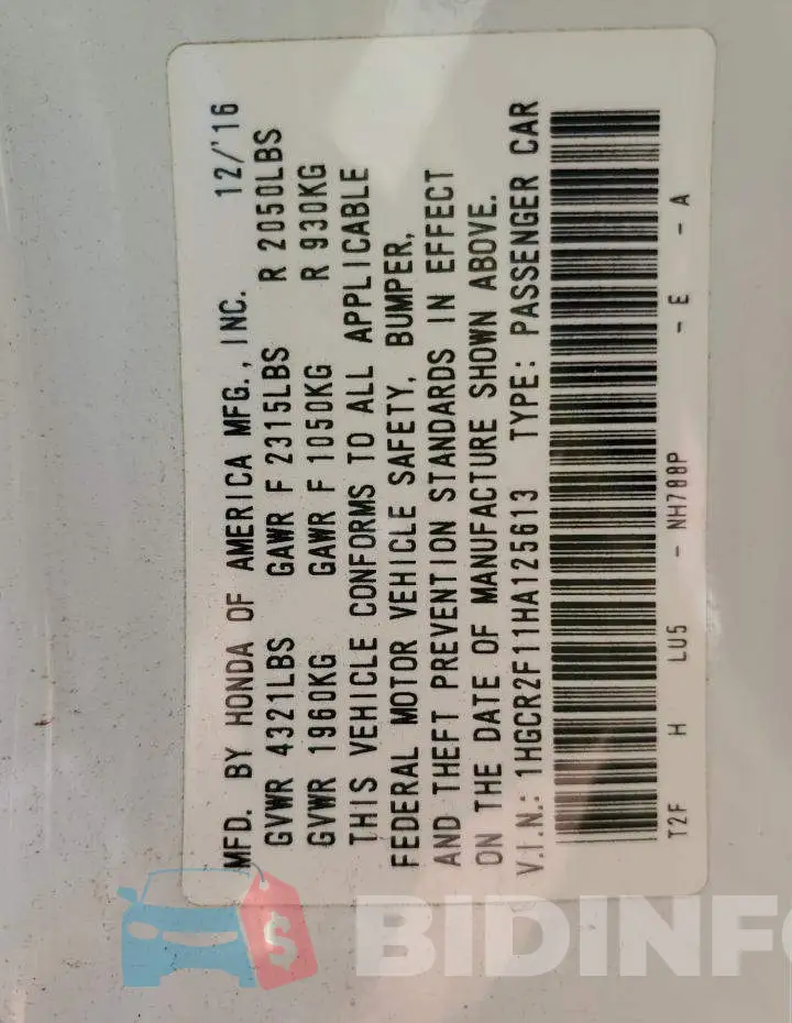 1HGCR2F11HA125613 Photo# 13