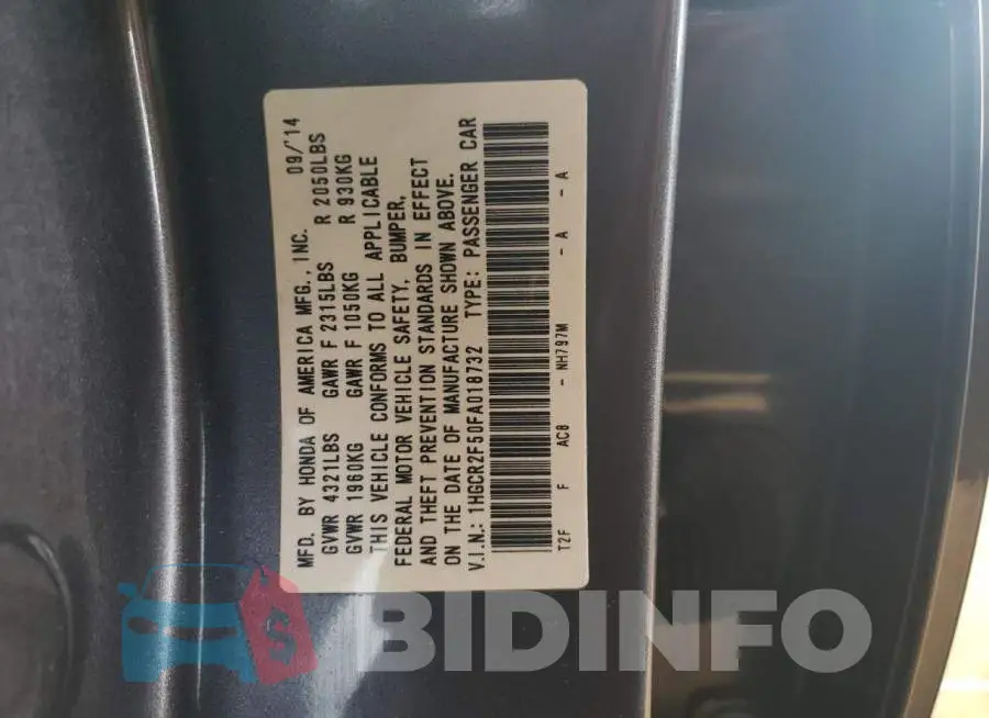 1HGCR2F50FA018732 Photo# 10