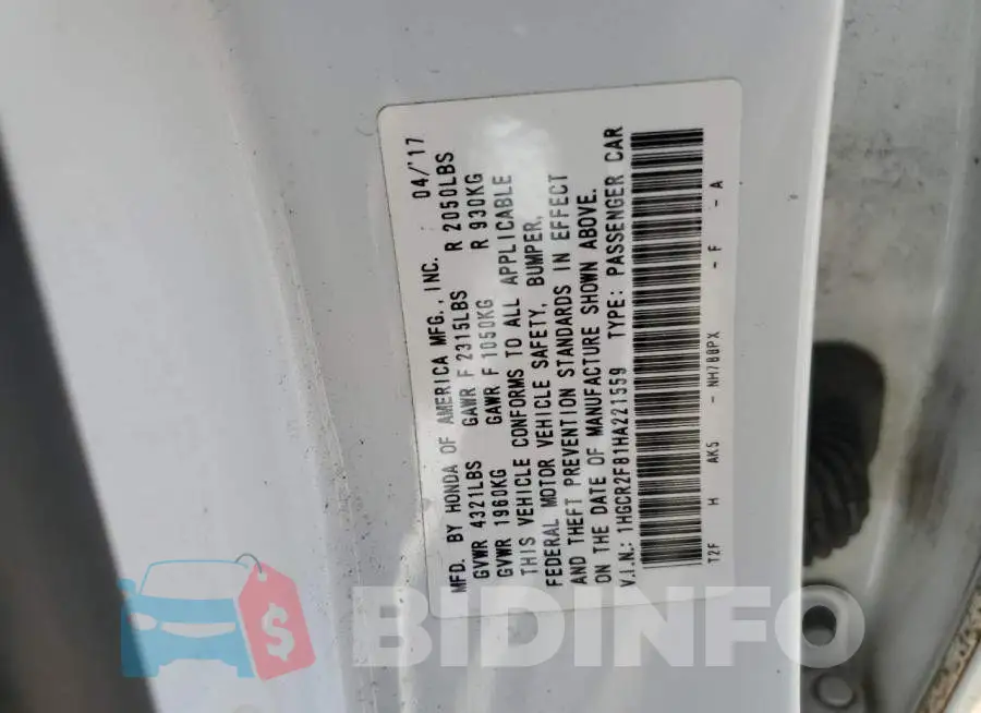 1HGCR2F81HA221559 Photo# 13