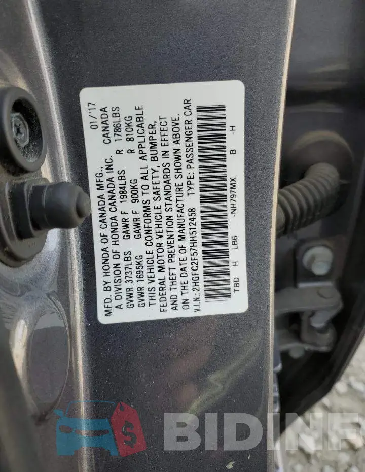2HGFC2F57HH512458 Photo# 12