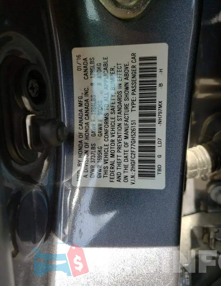 2HGFC2F77GH526151 Photo# 12