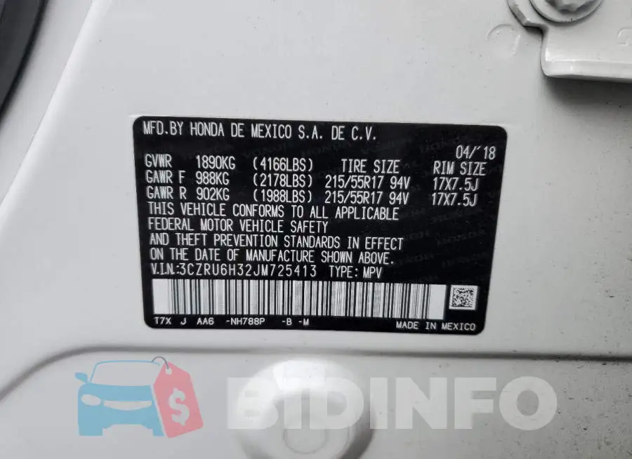 3CZRU6H32JM725413 Photo# 13