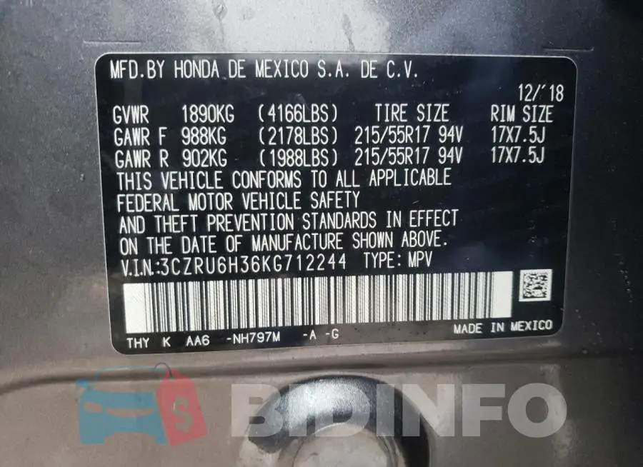 3CZRU6H36KG712244 Photo# 14
