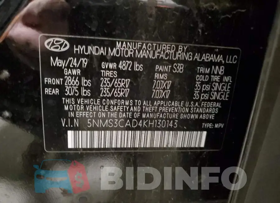 5NMS3CAD4KH130143 Photo# 14
