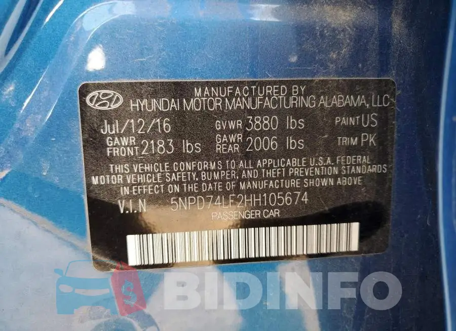 5NPD74LF2HH105674 Photo# 12