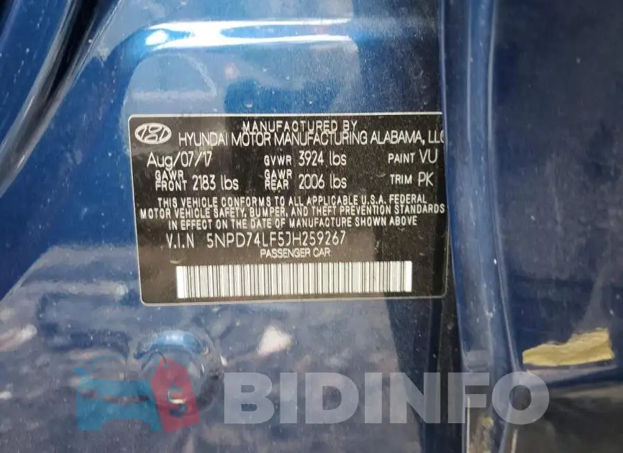 5NPD74LF5JH259267 Photo# 10