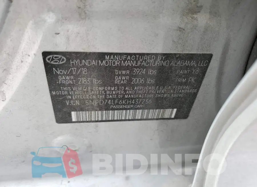 5NPD74LF6KH437236 Photo# 13