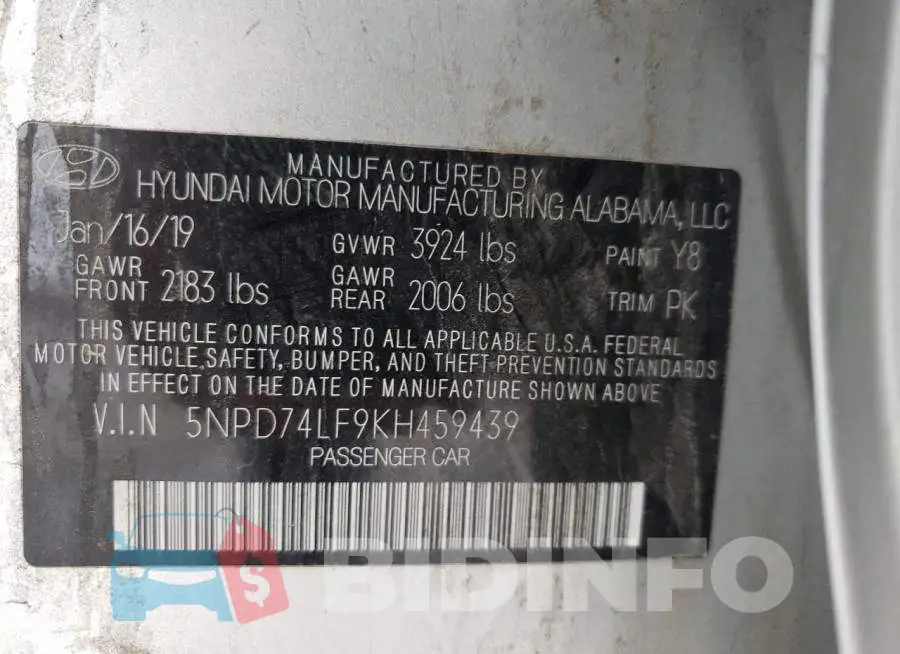 5NPD74LF9KH459439 Photo# 12