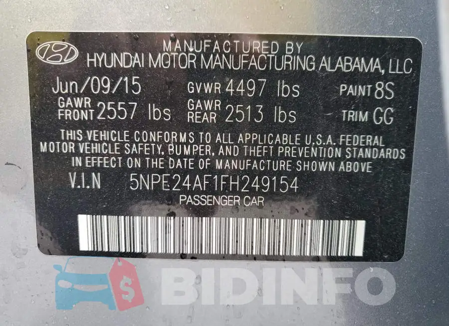 5NPE24AF1FH249154 Photo# 12