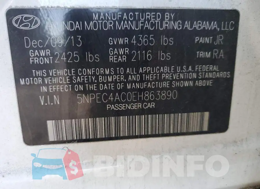 5NPEC4AC0EH863890 Photo# 12