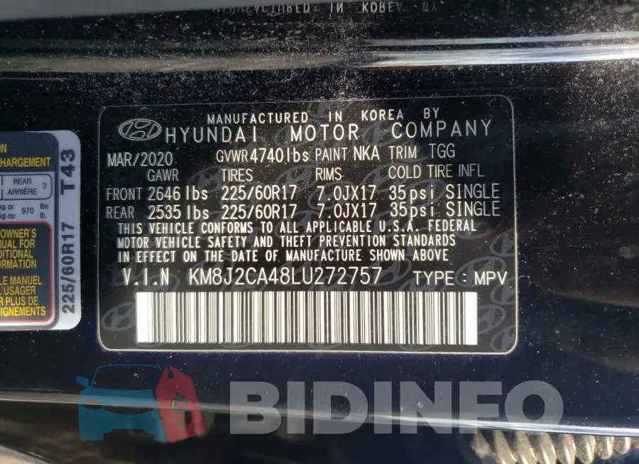 KM8J2CA48LU272757 Photo# 13