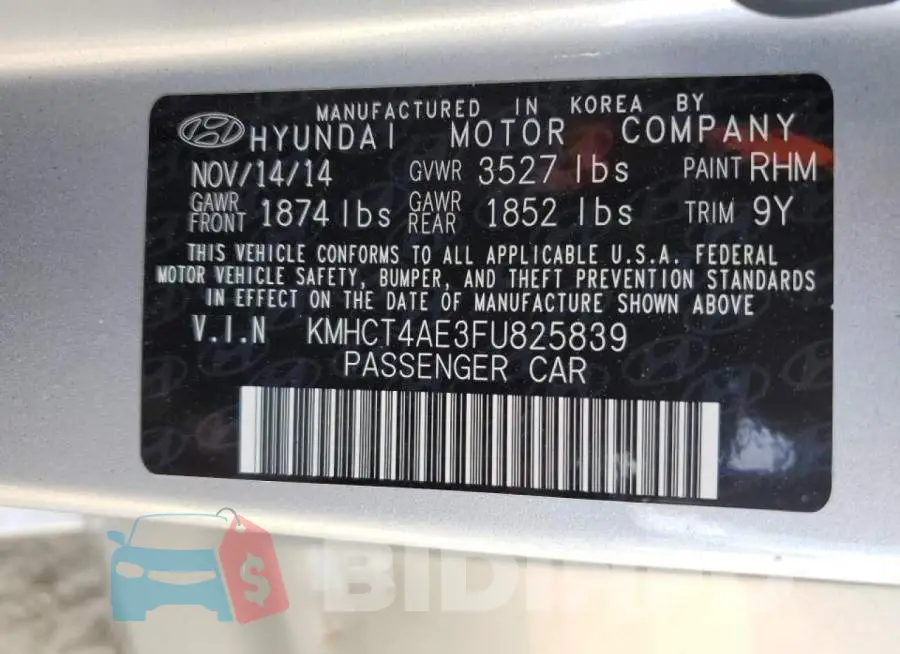 KMHCT4AE3FU825839 Photo# 10