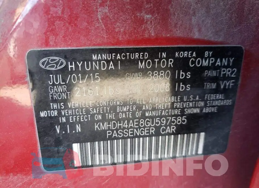 KMHDH4AE8GU597585 Photo# 12