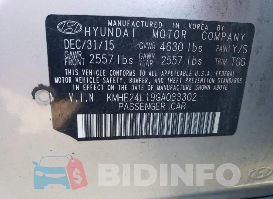 KMHE24L19GA033302 Photo# 12