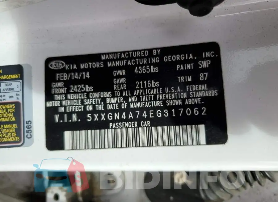5XXGN4A74EG317062 Photo# 12