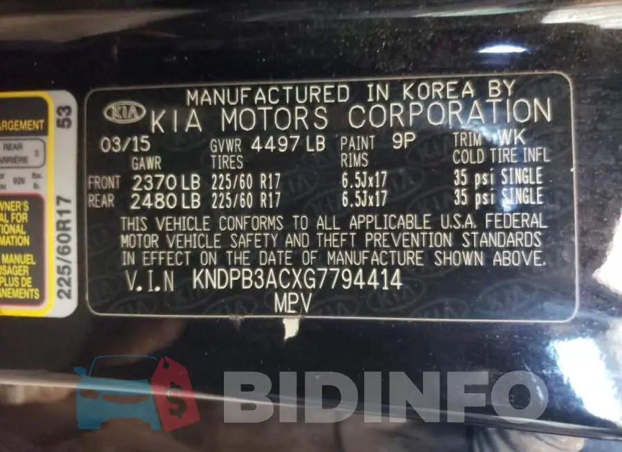 KNDPB3ACXG7794414 Photo# 10