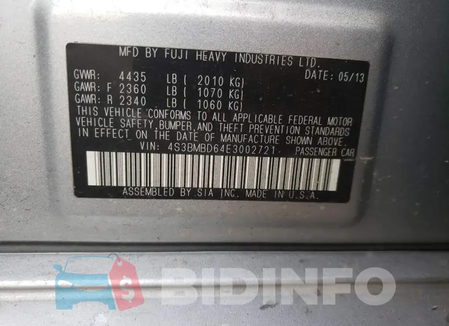 4S3BMBD64E3002721 Photo# 12