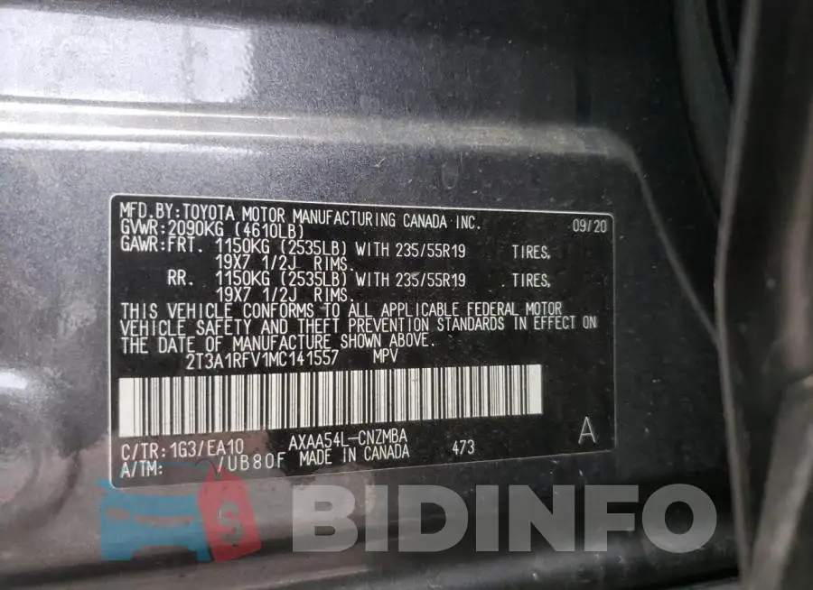 2T3A1RFV1MC141557 Photo# 13