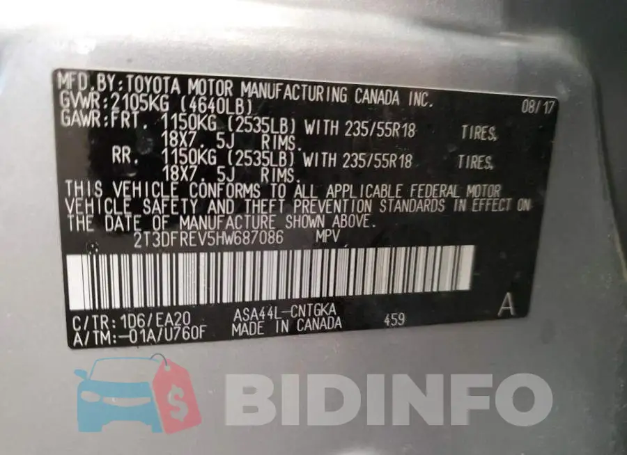 2T3DFREV5HW687086 Photo# 10
