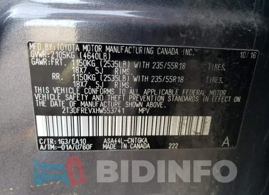 2T3DFREVXHW553741 Photo# 14