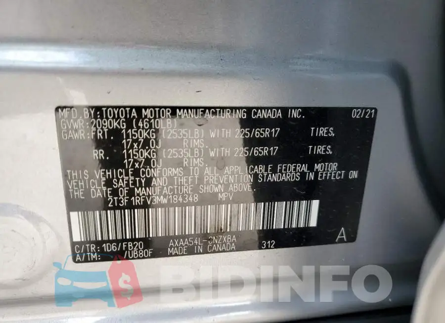 2T3F1RFV3MW184348 Photo# 13