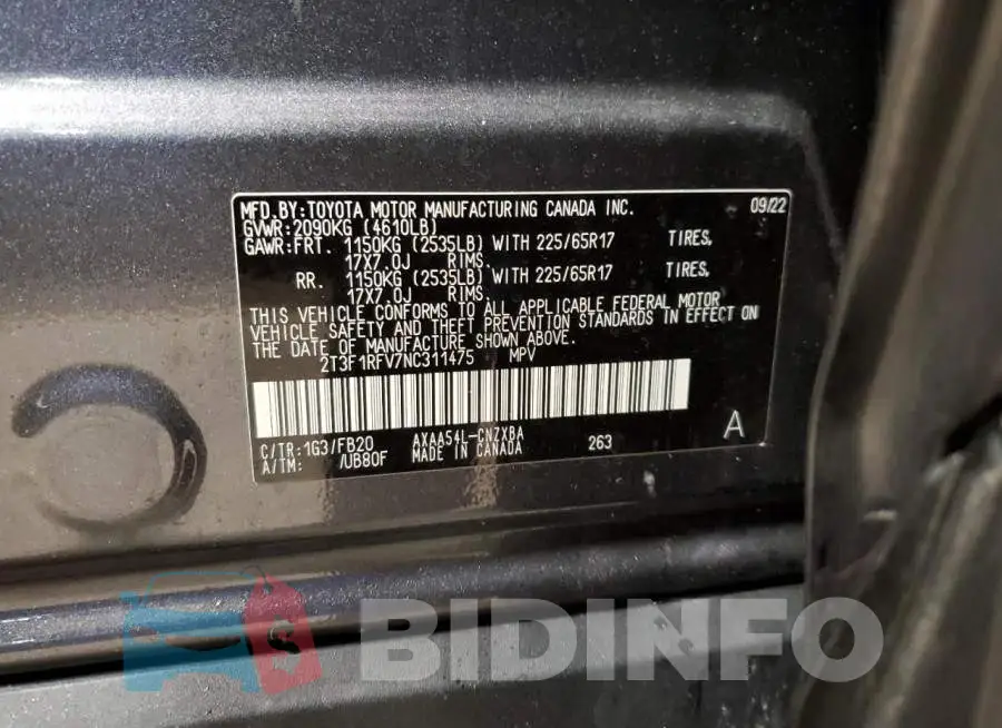 2T3F1RFV7NC311475 Photo# 12