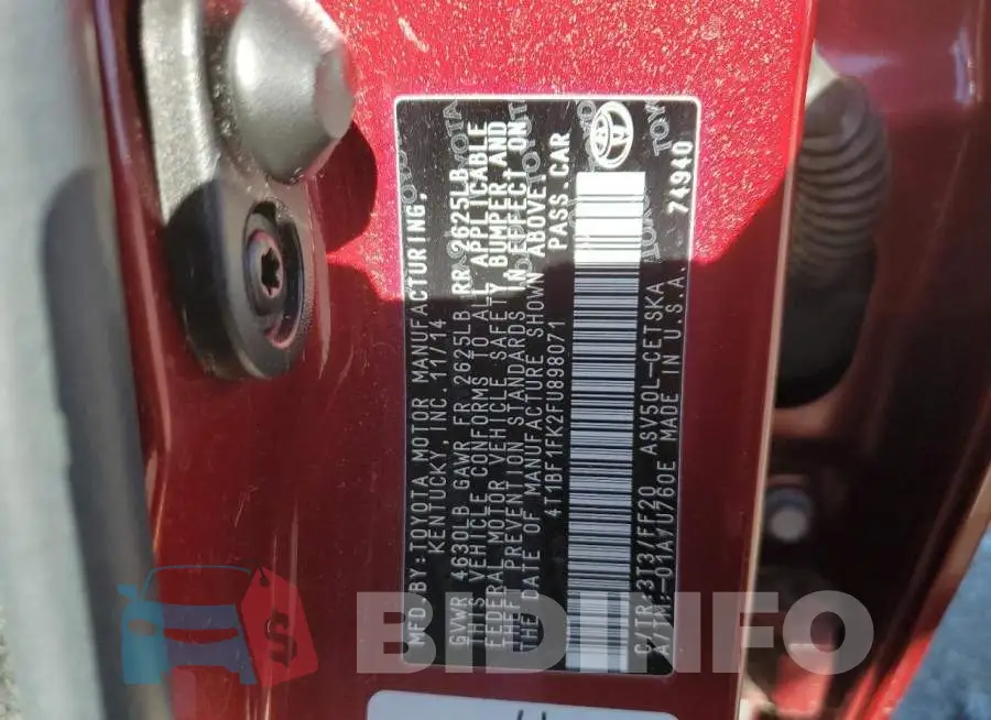 4T1BF1FK2FU898071 Photo# 12
