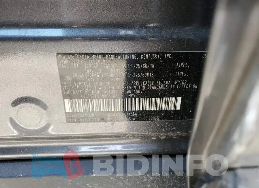 4T3T6RFV6NU081883 Photo# 13